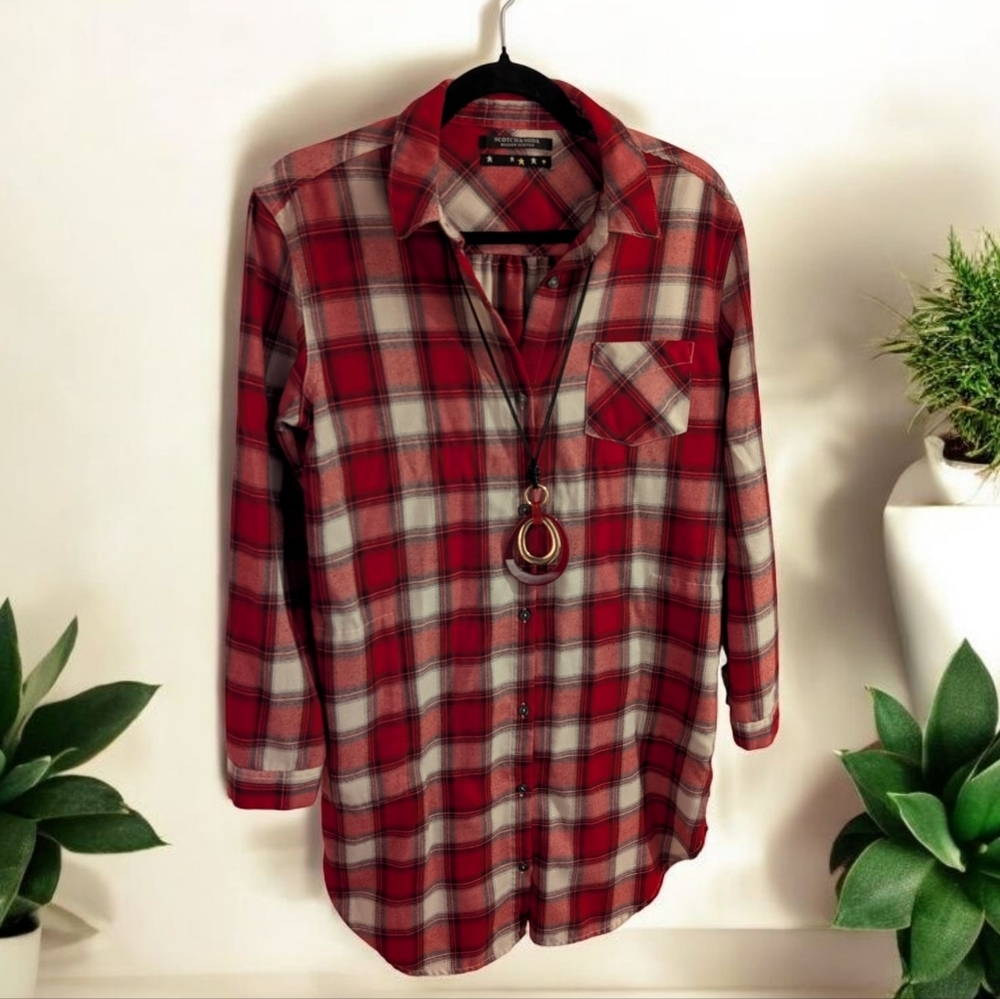 Scotch And Soda Red Plaid Button-Up Shirt